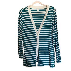 Coldwater Creek Womens Size Large 14 Multicolor Stripe Cardigan Sweater